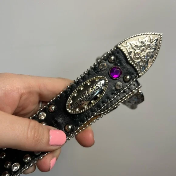 WB Atlas Western Rhinestone Studded Belt Y2K Cowgirl Glam Statement - Picture 4 of 9